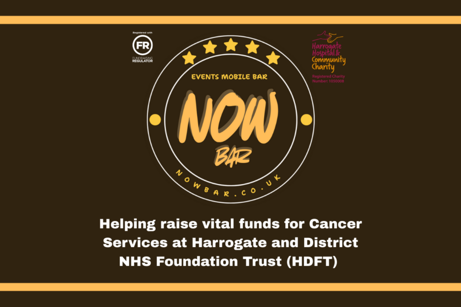 NOWBAR logo "Helping raise vital funds for Cancer Services at Harrogate and District NHS Foundation Trust (HDFT)
